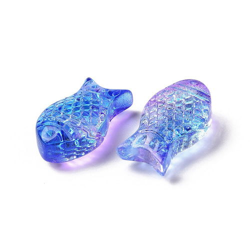 約15×8mm 20個 アソート】お魚ガラスビーズ ステンドグラス