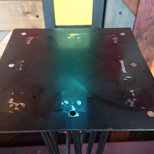 無塗装でアイアンな極太＆チェーン鉄脚♪ 50×50×650mm ST型 4脚ver  