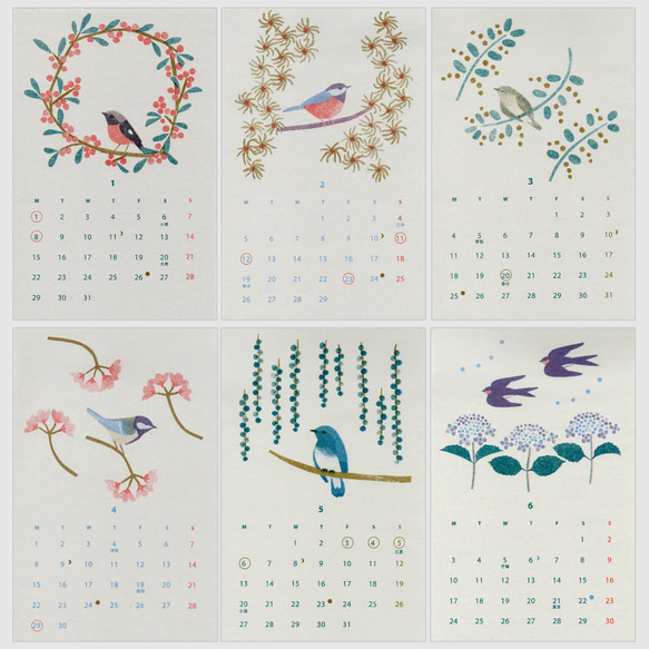 2024年 【訳あり 20%OFF】鳥と植物のカレンダー　○ 2024 カレンダー 3枚目の画像