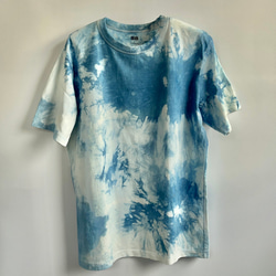 藍染クルーネックTシャツ・溜（半袖男女兼用L） 1枚目の画像