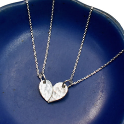 仲良し親子ベア　ダブルネックジョイント　作家様ハンドメイド シンプル シルバー ペアネックレス☆ カップル・親友・姉妹・母