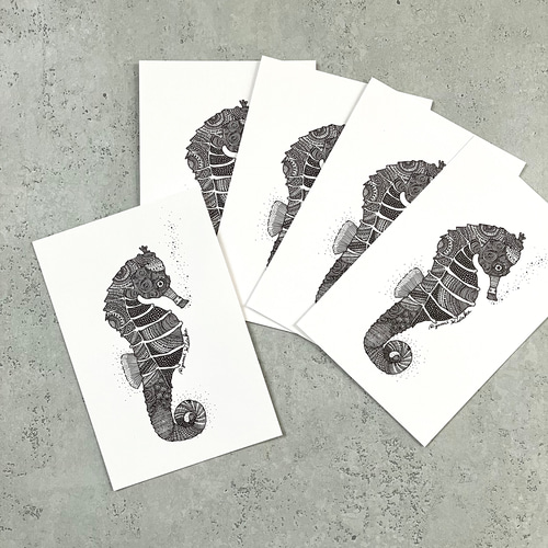 年賀状／タツノオトシゴのポストカードセット 5枚組 2024干支 ポスト