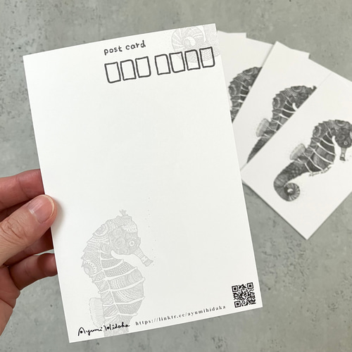 年賀状／タツノオトシゴのポストカードセット 5枚組 2024干支 ポスト