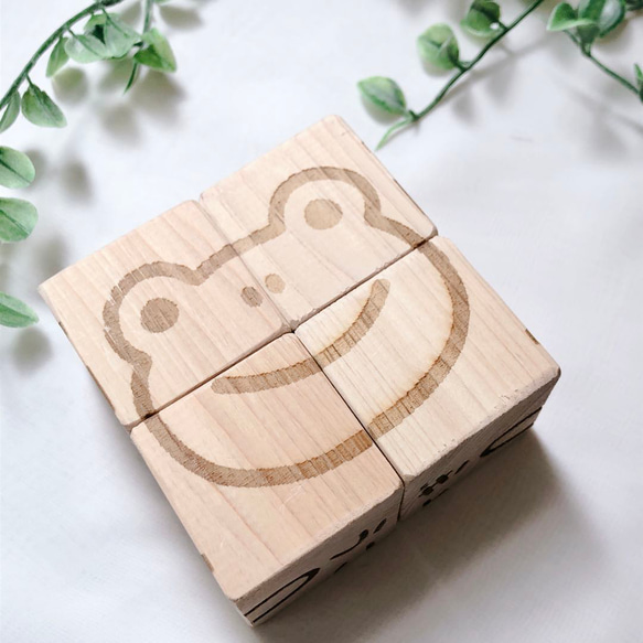 【知育玩具】名入れ無料　木製絵合わせブロック　積み木　パズル　木のおもちゃ　出産祝い 7枚目の画像