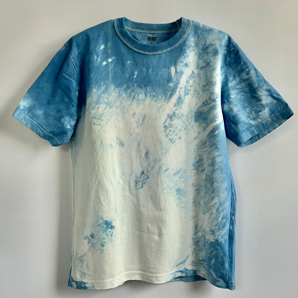 藍染クルーネックTシャツ・光（半袖男女兼用M） 1枚目の画像