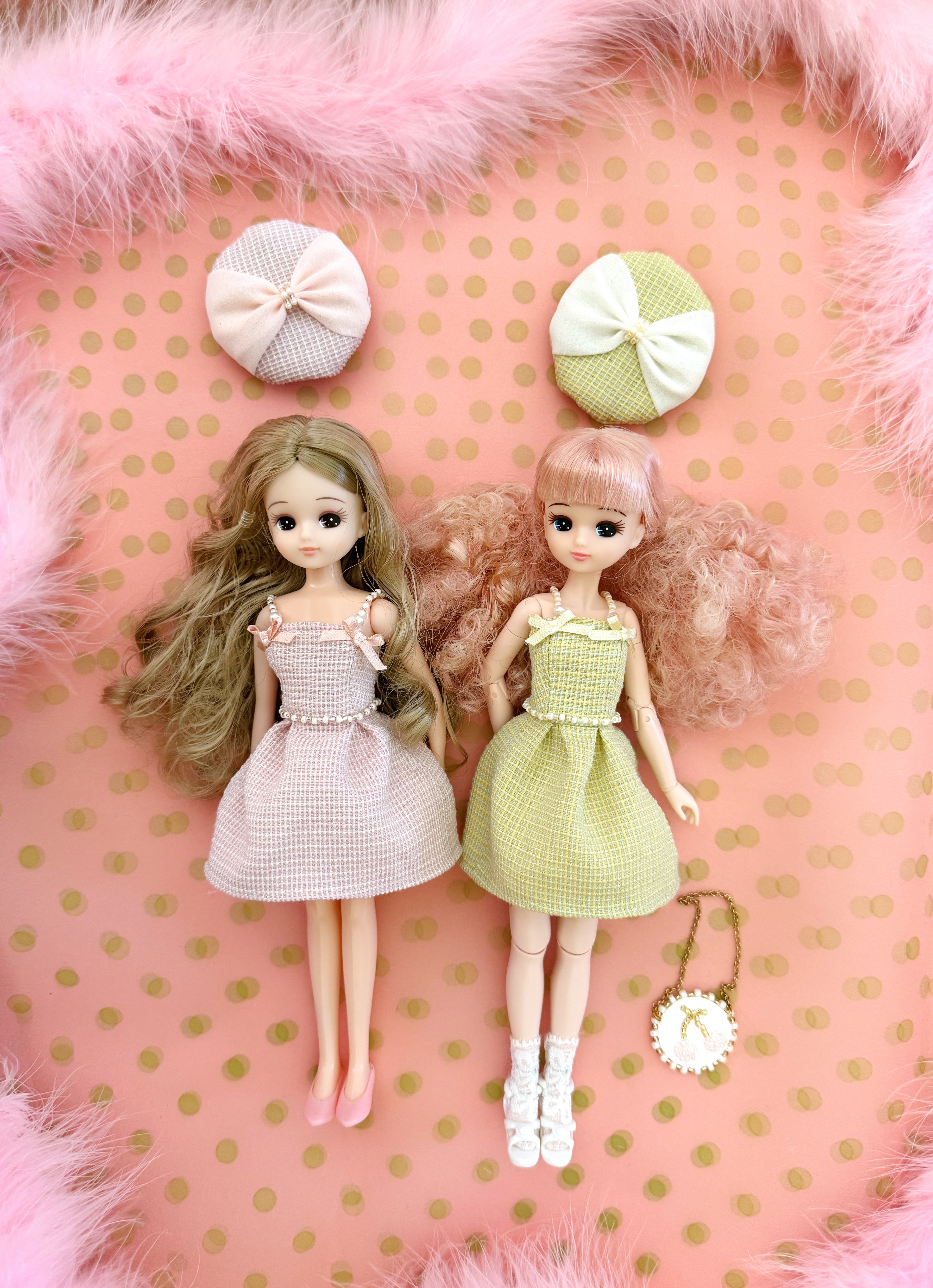 ツイードワンピース① ビーズ　リボン