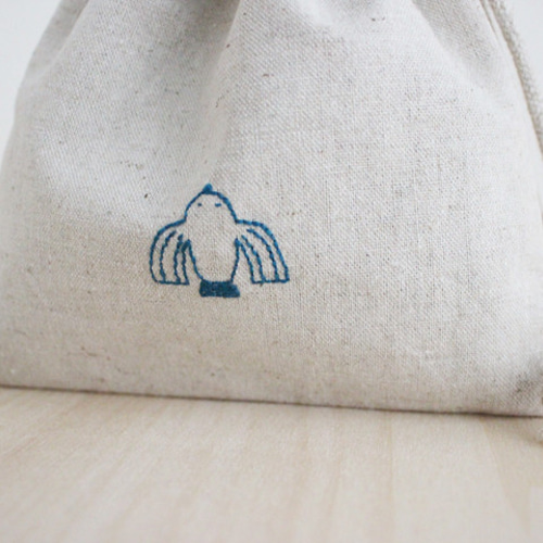 トリさん刺繍の巾着ポーチ 巾着袋 sunny day works 通販