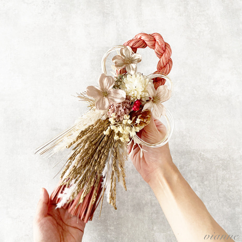 ピンクタッセル風しめ縄飾り しめ縄・しめ飾り vianne・comodo 通販