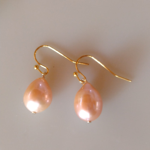 高品質！大粒淡水ドロップパールのピアス/イヤリング 14kgf 卒業式