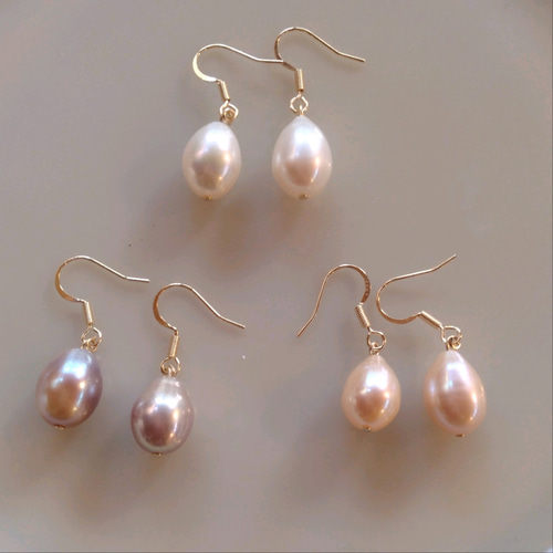 高品質！大粒淡水ドロップパールのピアス/イヤリング 14kgf 卒業式