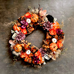 No.wreath-15521/大型ハロウィンリース23-(6) オレンジ系　48cm/アーティフィシャルフラワー造花 17枚目の画像