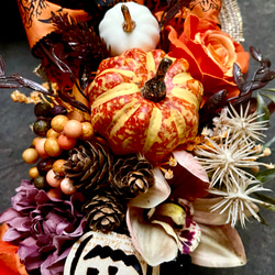 No.wreath-15521/大型ハロウィンリース23-(6) オレンジ系　48cm/アーティフィシャルフラワー造花 14枚目の画像