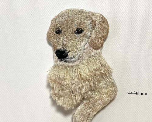 犬の刺繍画 ゴールデンレトリバー 額入り - メルカリ