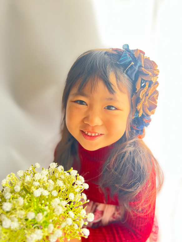 秋色の薔薇とチョキチョキリボンの送料無料　女の子用　発表会　披露宴　パーティー　お出掛け　ハロウィンにも 1枚目の画像