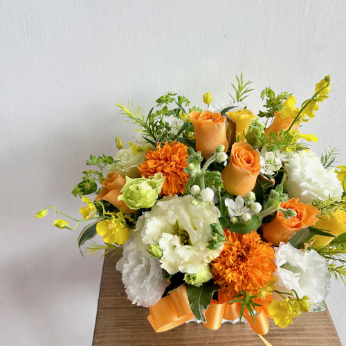 手作りオレンジ系アートフラワー 手作りオレンジ系アートフラワー