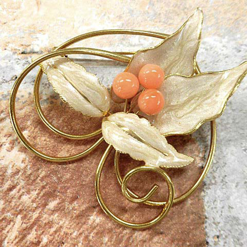 天然石 珊瑚(コーラル)ブローチ 230908890 ブローチ 天然石