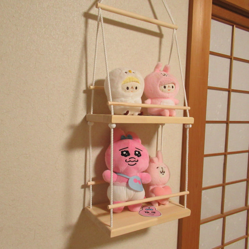 【たこなんな】ぬいぐるみ　木製ブランコディスプレイ　Lサイズ3段 名作 【たこなんな】ぬいぐるみ 木製ブランコディスプレイ Lサイズ3段