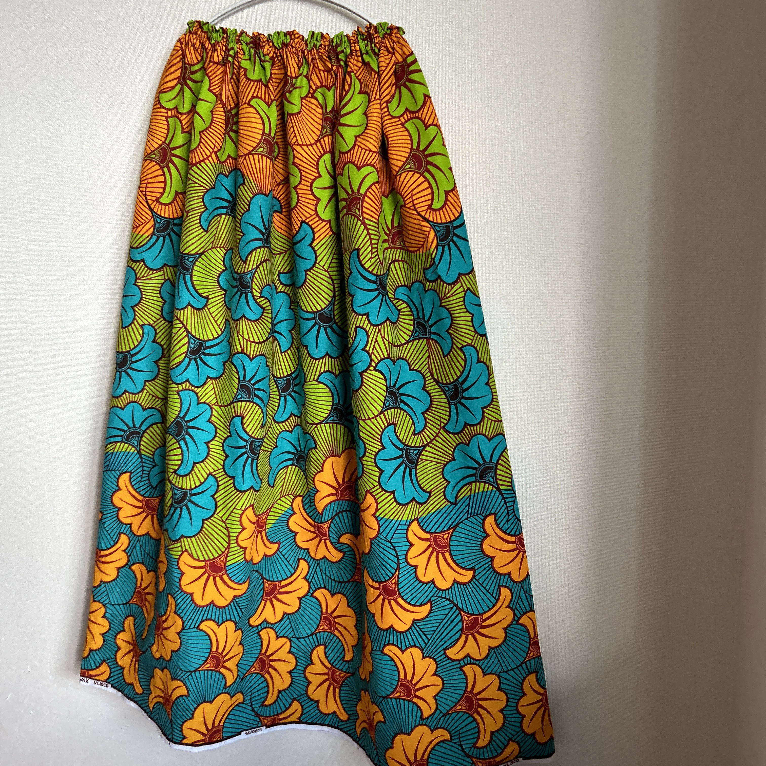 アフリカン　パッチワークギャザースカート♪ アフリカ生地　アフリカ布　キテンゲ