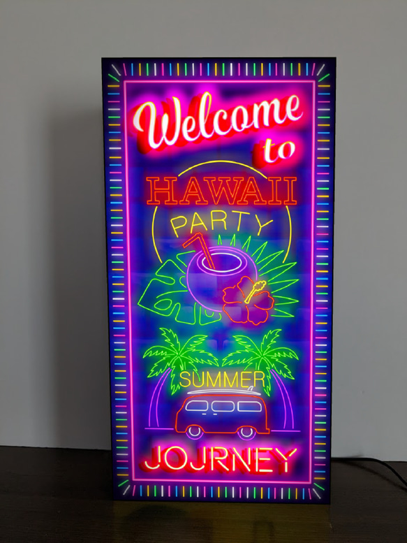 【Lサイズ】 Welcome アロハ ハワイ ココナッツ ヤシの木 旅 海 サイン ランプ 看板 置物 ライトBOX 2枚目の画像