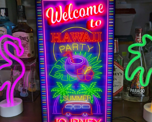 【オーダー無料】アロハ フラダンス 海 看板 置物 ハワイアン雑貨 ライトBOX オーダー無料】アロハ フラダンス 海 南国 トロピカル ビーチ