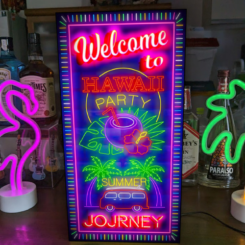 Lサイズ】 Welcome アロハ ハワイ ココナッツ ヤシの木 旅 海 サイン