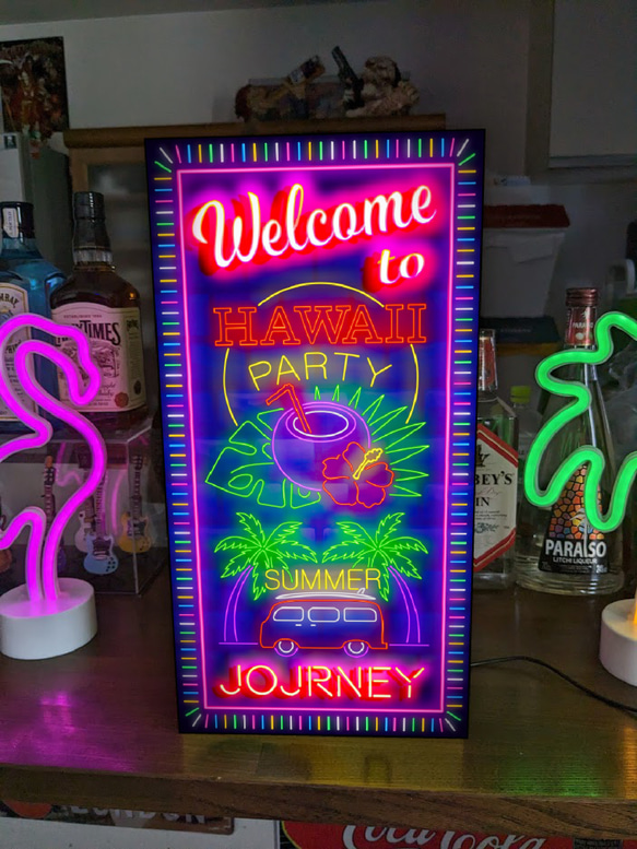 オーダー無料】アロハ フラダンス 海 看板 置物 ハワイアン雑貨 ライト