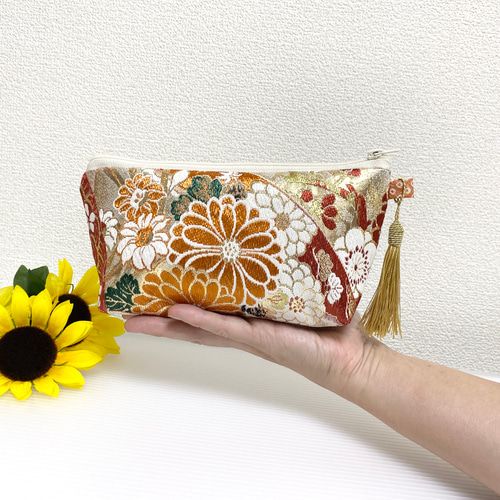 帯リメイクポーチ化粧ポーチ1点物ハンドメイド送料無料帯リメイク  