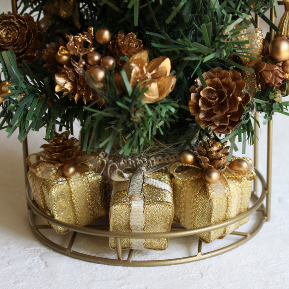 【特集掲載】バードゲージクリスマスツリー　煌めくプレゼントを添えて…　ゴールド　高さ24㎝　R＆yCH88 5枚目の画像