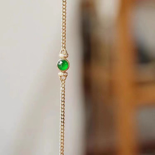 天然ダイヤモンド付きヒスイブレスレットk18 ブレスレット パール  