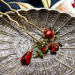 アンティーク　時代物ウラン和ガラス　かんざし　簪　和装小物　瓢箪碍子　江戸ガラス アンティーク 時代物ウラン和ガラス かんざし 簪 和装小物 瓢箪