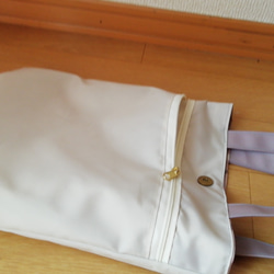 ラミネートペタンコトートバッグ♥グレイッシュピンクにチェリーSサイズ 5枚目の画像