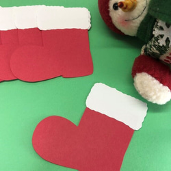 少し大きめ「９ｃｍ」クリスマスに☆クリスマスブーツ*長靴　赤緑セットコメントカード*コメカ*メッセージカード 3枚目の画像
