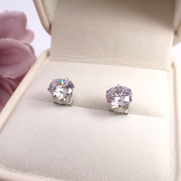8ｍｍ*Heart & Cupid*キュービックジルコニア☆サージカルステンレスピアス*P72 2枚目の画像