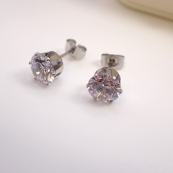 8ｍｍ*Heart & Cupid*キュービックジルコニア☆サージカルステンレスピアス*P72 5枚目の画像