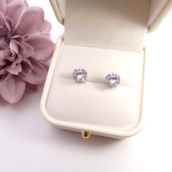 8ｍｍ*Heart & Cupid*キュービックジルコニア☆サージカルステンレスピアス*P72 3枚目の画像