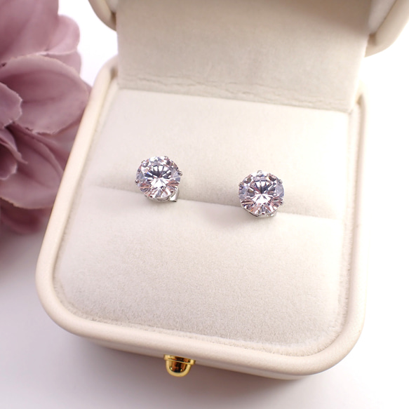 8ｍｍ*Heart & Cupid*キュービックジルコニア☆サージカルステンレスピアス*P72 1枚目の画像