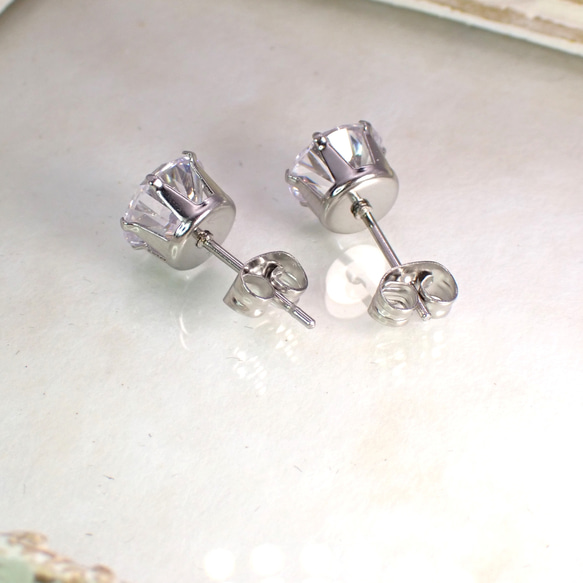 8ｍｍ*Heart & Cupid*キュービックジルコニア☆サージカルステンレスピアス*P72 4枚目の画像