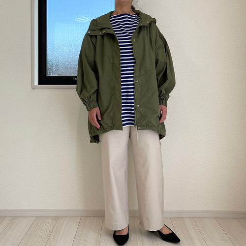 creema限定40%オフ】軽やかな薄手素材のフード付きジャケット(カーキ
