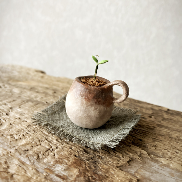 8300.bud 粘土の鉢植え マグカップ 2枚目の画像