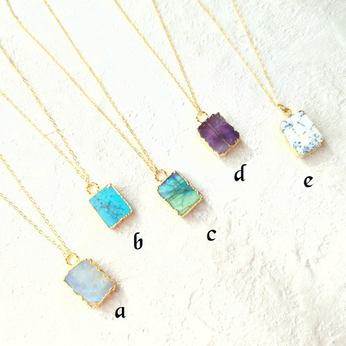 特集掲載】ひとつぶ枠留天然石ネックレス【レクタングル】 ネックレス