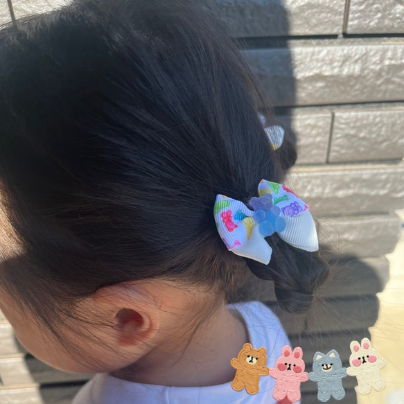 【ヘアゴム】クマ　グミ風　お菓子風　りぼん　ゴム　明るいカラーが可愛いヘアゴム　プチギフトにも♡ 子供　キッズ　ベビー 3枚目の画像