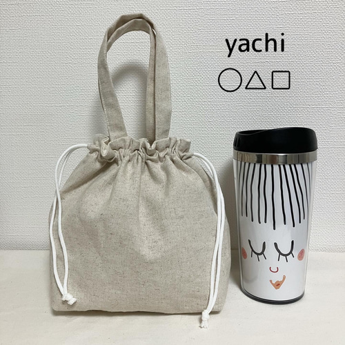 コットンリネン ナチュラル 持ち手付きランチバッグ❤️お弁当袋 サブ 