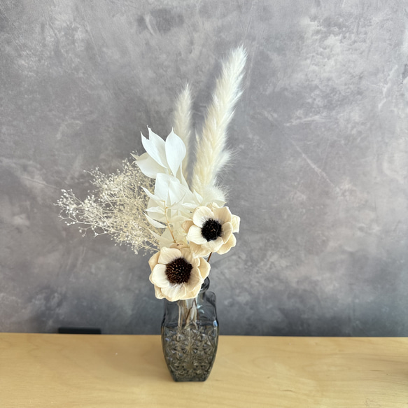 【送料無料】ドライフラワー花束フラワーベースセット 2枚目の画像