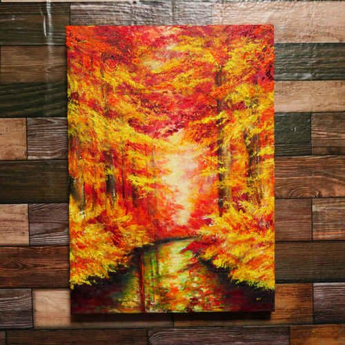 油絵 絵画 【紅の湖】 絵画 HR 通販 16631389｜Creema(クリーマ)