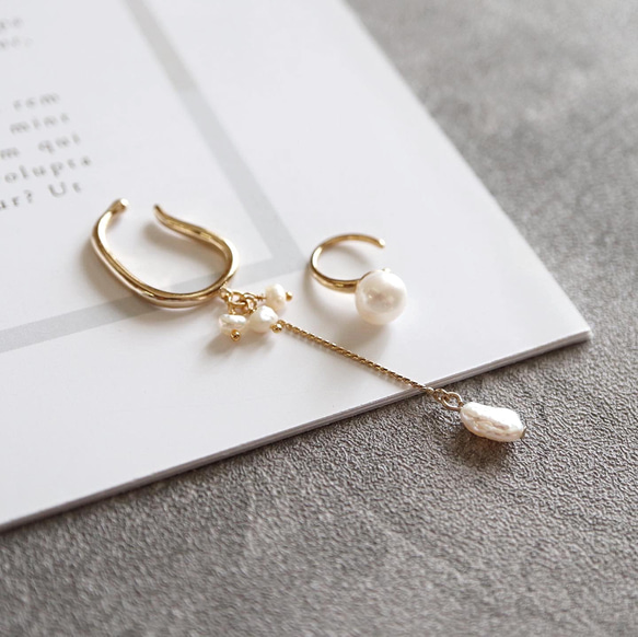 淡水パールの揺れるイヤーカフ イヤーカフ hanahana 通販 16631396