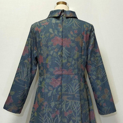 着物リメイク ワンピース 2WAY Aライン 花柄 大人かわいい ロール