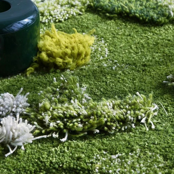 【受注制作】手織りニュージーランドウールカーペット ハンドメイドカシミアウール絨毯 手編ラグ  マット ファンゴッホの夏 10枚目の画像