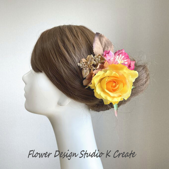 本物花 アンティークイエロー 薔薇 髪飾り ブライダル ウエディング 卒業 入学 本物花 アンティークイエロー 薔薇 髪飾り ブライダル ウエディング