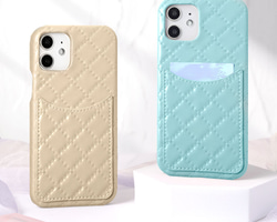 9色　キルティング　フェイクレザー　iPhone　アンドロイド　スマホケース　ポケットBack46#mm00000645