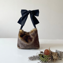 受注生産】 《3way》eco fur ribbon tote bag（ミンク・ブラウン ...